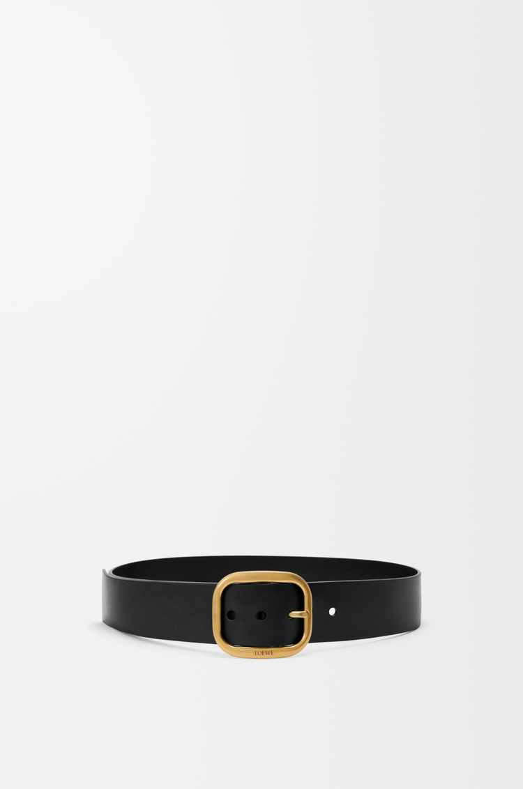 LOEWE Cinturón curvilíneo en piel de ternera clásica Negro/Latón Vintage