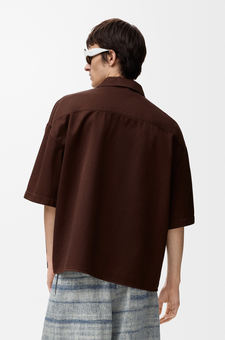 LOEWE Camisa de manga corta en algodón Marrón Chocolate