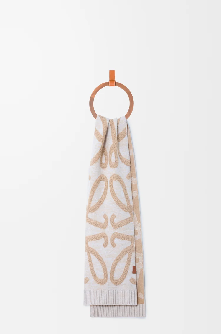 LOEWE Sciarpa in lana e cashmere Beige Melange