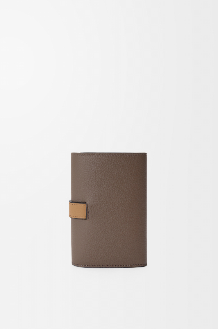 LOEWE Small vertical wallet in soft grained calfskin Taupe/Gold