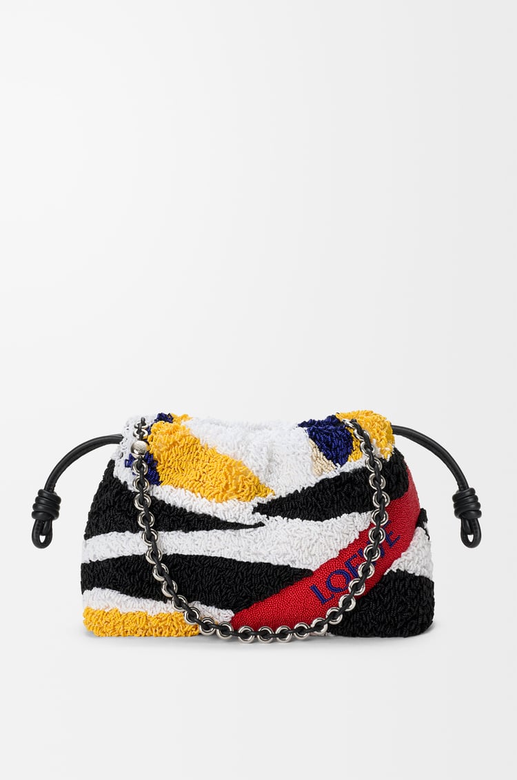 LOEWE Medium Flamenco purse in embroidered nappa Black/Multicolor