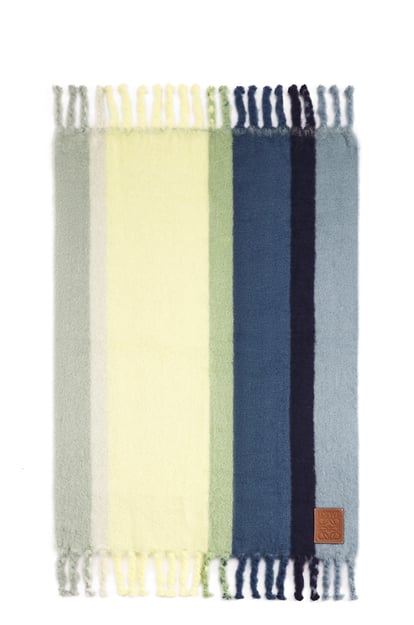 LOEWE Gestreifte Decke aus Mohair und Wolle Mehrfarbig/Blau plp_rd