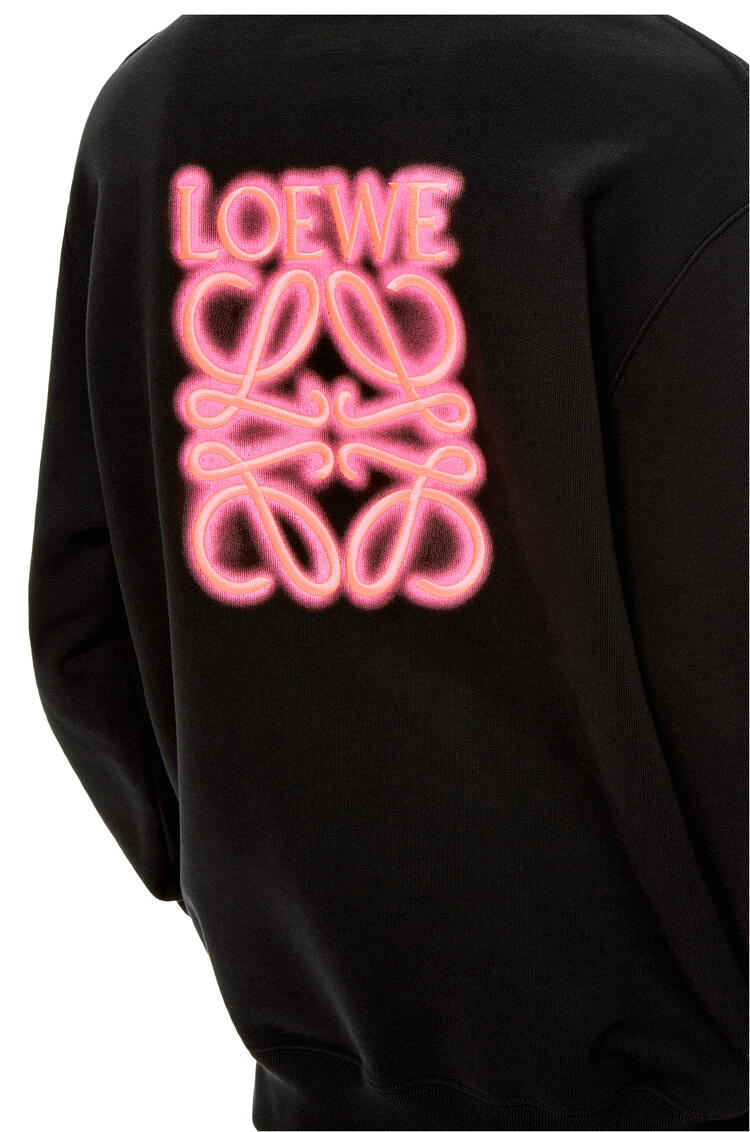 LOEWE Sudadera de algodón con capucha y logotipo neón Negro pdp_rd