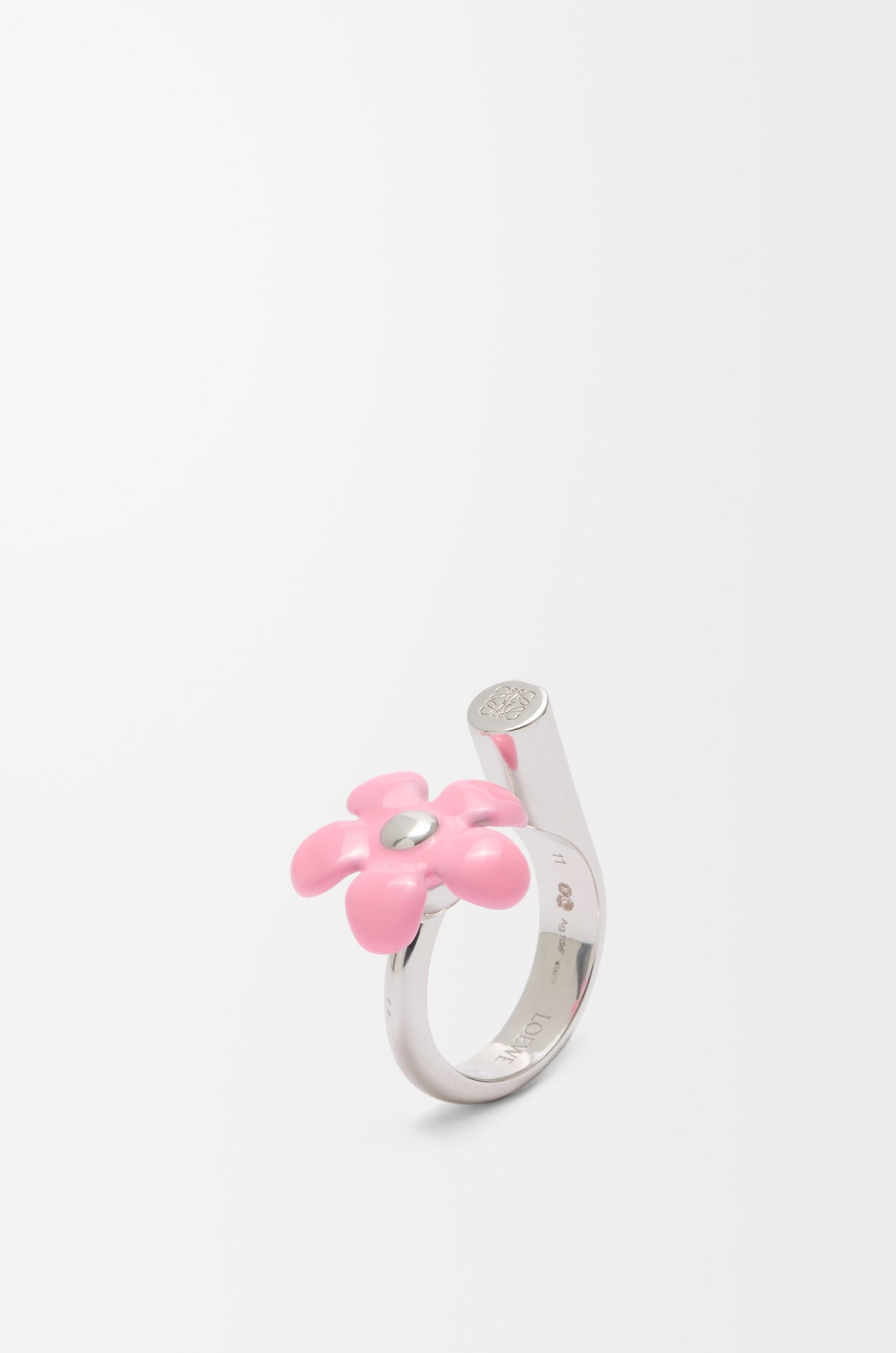 LOEWE Flor ring in sterling silver and enamel Silver/Pink