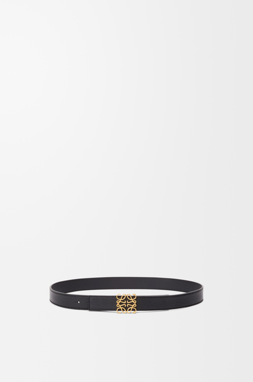 LOEWE Reversible Anagram belt in supple grained calfskin Black/Gold