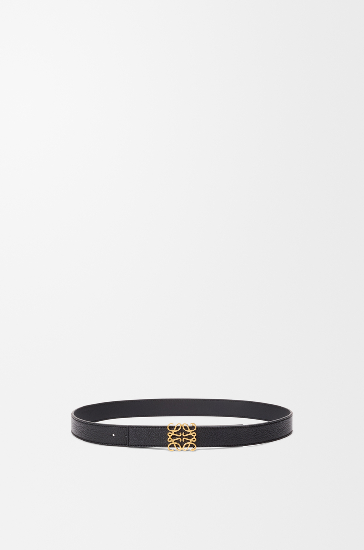 LOEWE Wendbarer Anagram Gürtel aus weichem, genarbtem Kalbsleder Schwarz/Gold