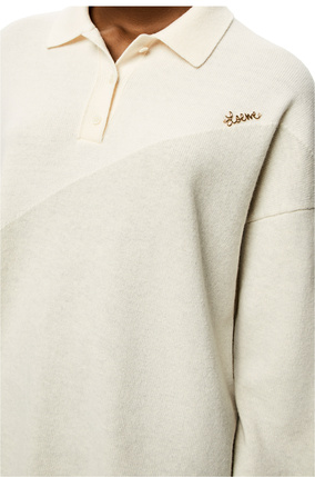 LOEWE グラフィック ポロカラー セーター (ウール) ホワイト/グレー