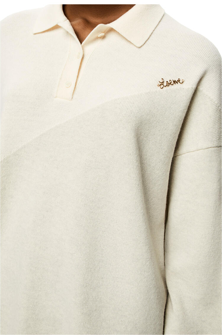LOEWE Graphic polo collar sweater in wool White/Grey
