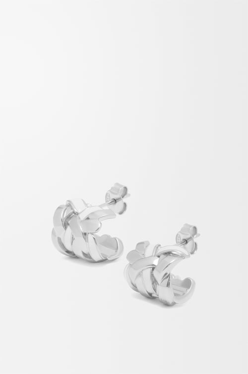 LOEWE Nest small hoop earrings in sterling silver and enamel Silver/White