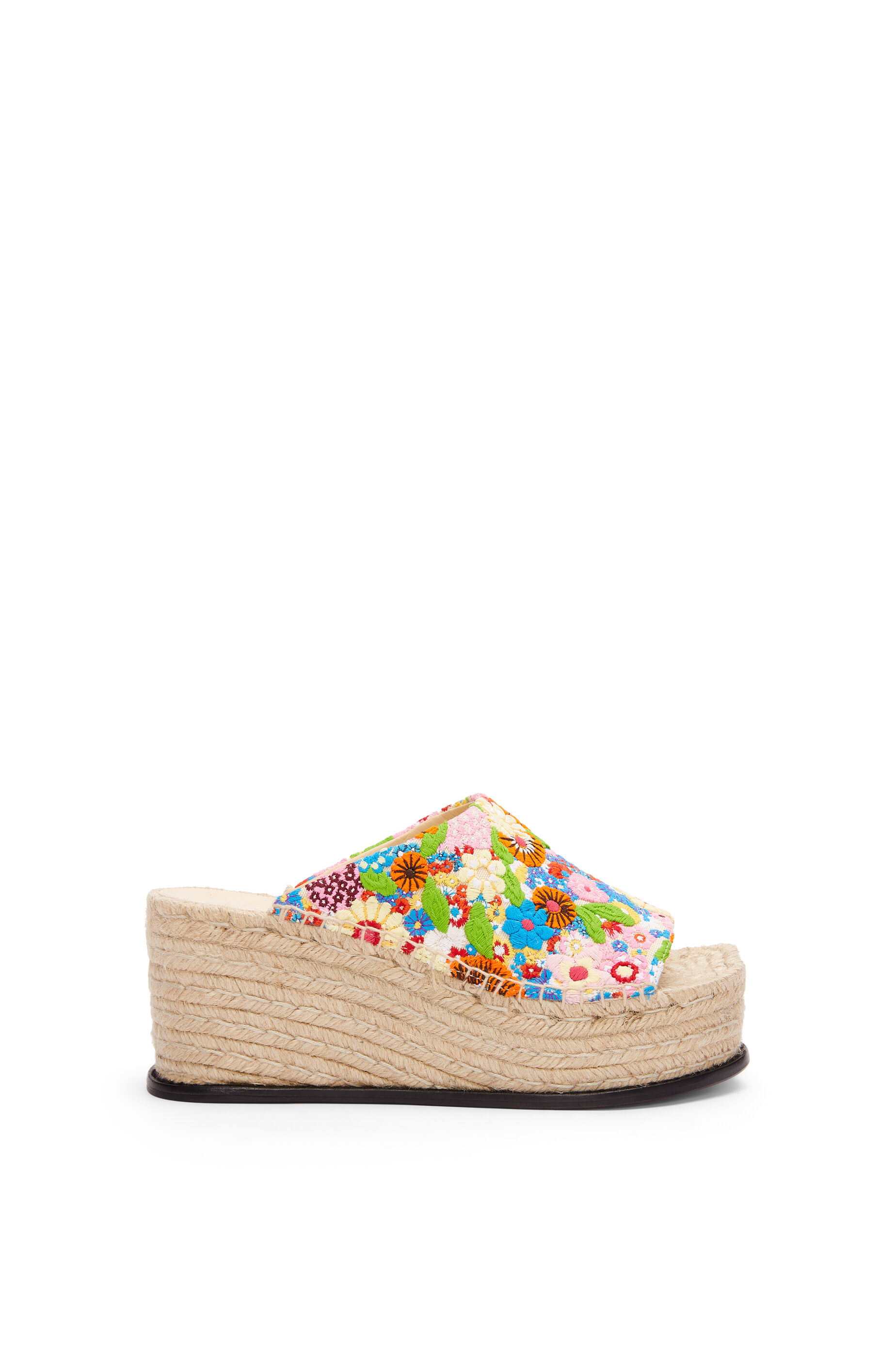 Petal espadrille slide in embroidered canvas Multicolor - LOEWE
