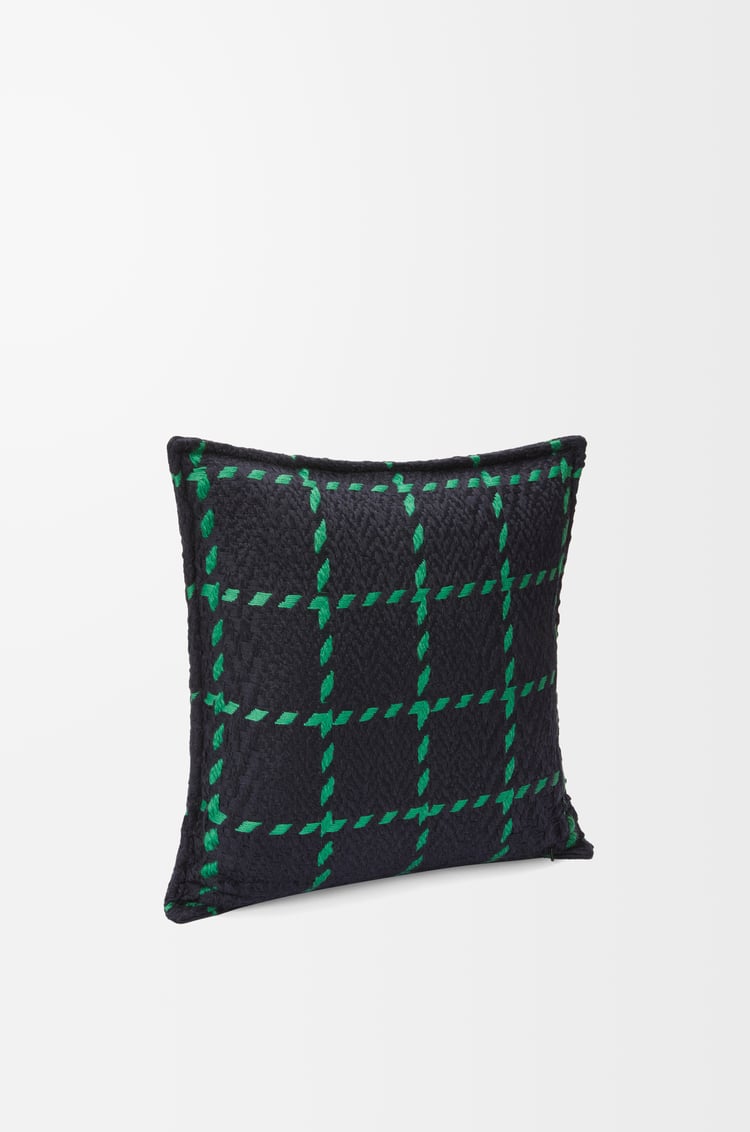 LOEWE Bunny cushion in wool and cashmere Dark Green/Navy