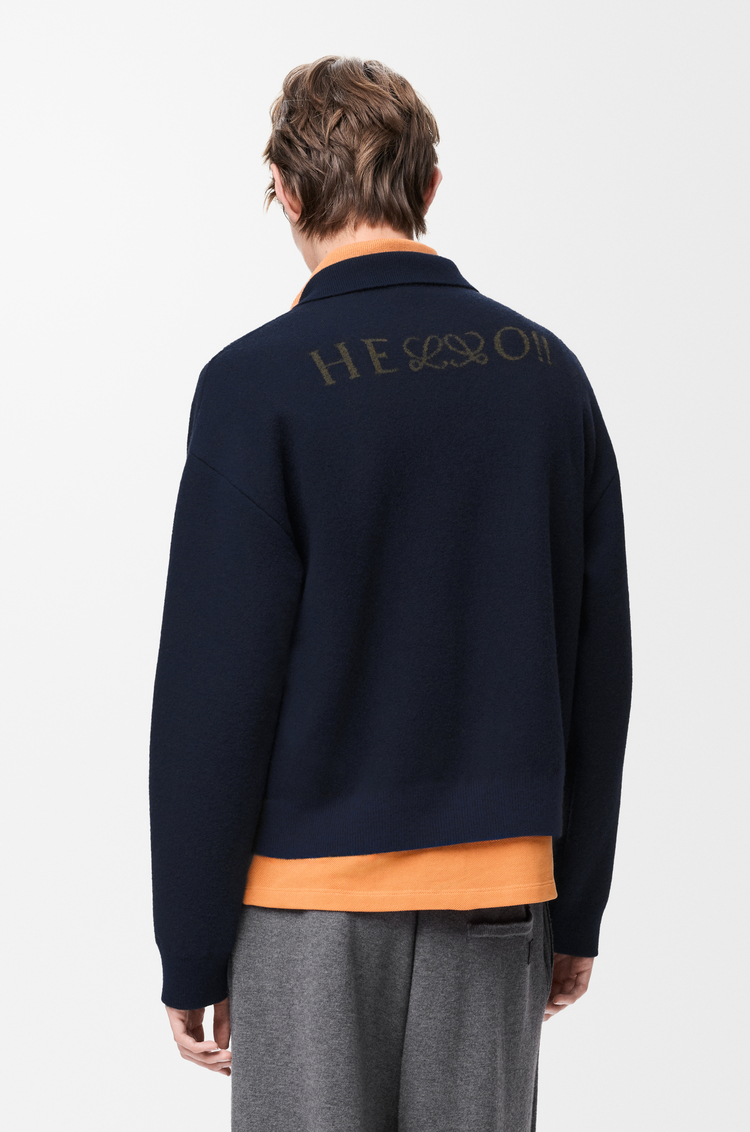 LOEWE Polo sweater in wool Navy Blue
