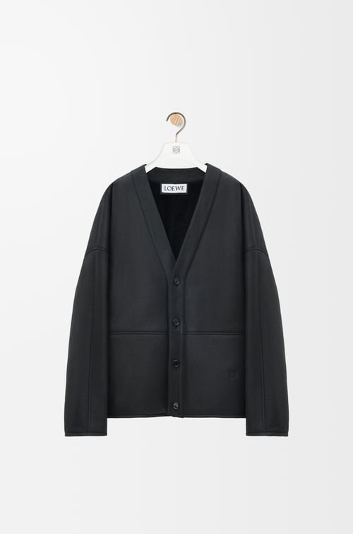 LOEWE Cardigan in shearling Navy/Black