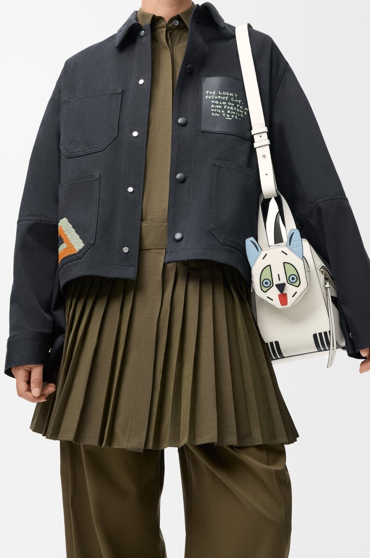 LOEWE Futurist Cat compact Hammock bag in classic calfskin Soft White