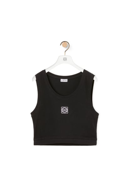 LOEWE Cropped Anagram tank top in cotton 黑色/白色