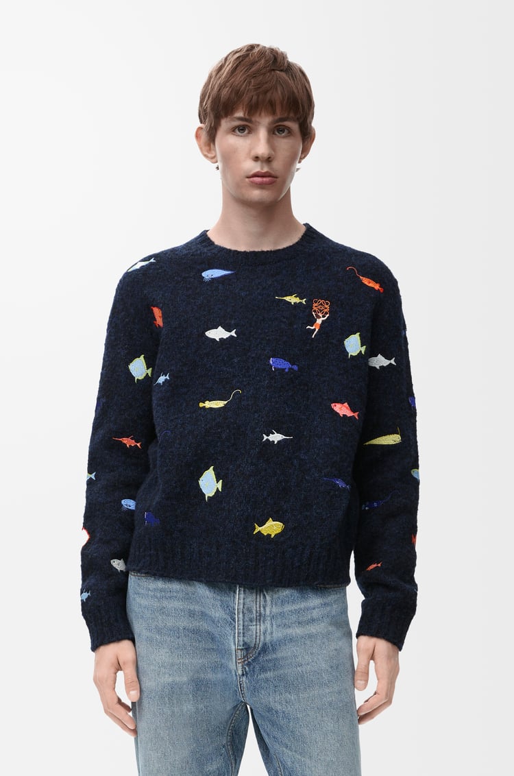 LOEWE Jersey en lana Negro/Multicolor