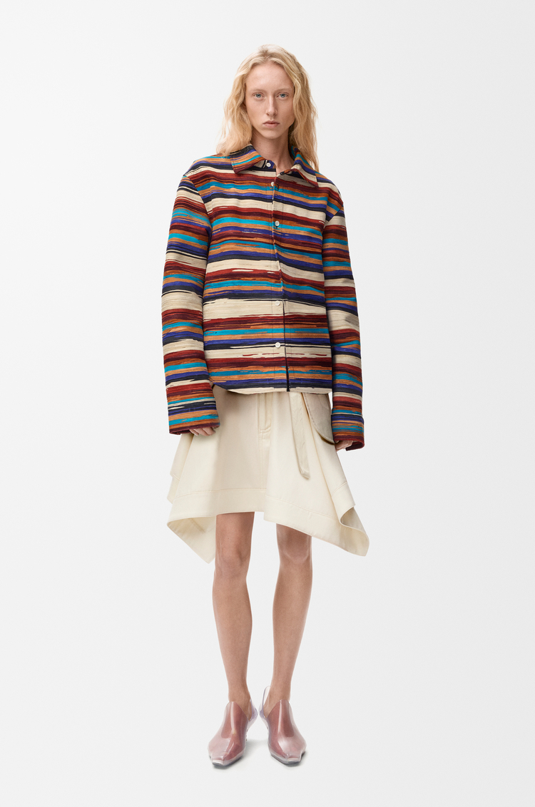 LOEWE Cargo skirt in cotton and silk Ivory