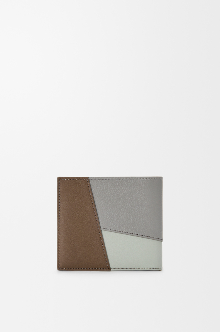 LOEWE Puzzle Bifold-Brieftasche aus klassischem Kalbsleder Winterbraun/Aschgrau
