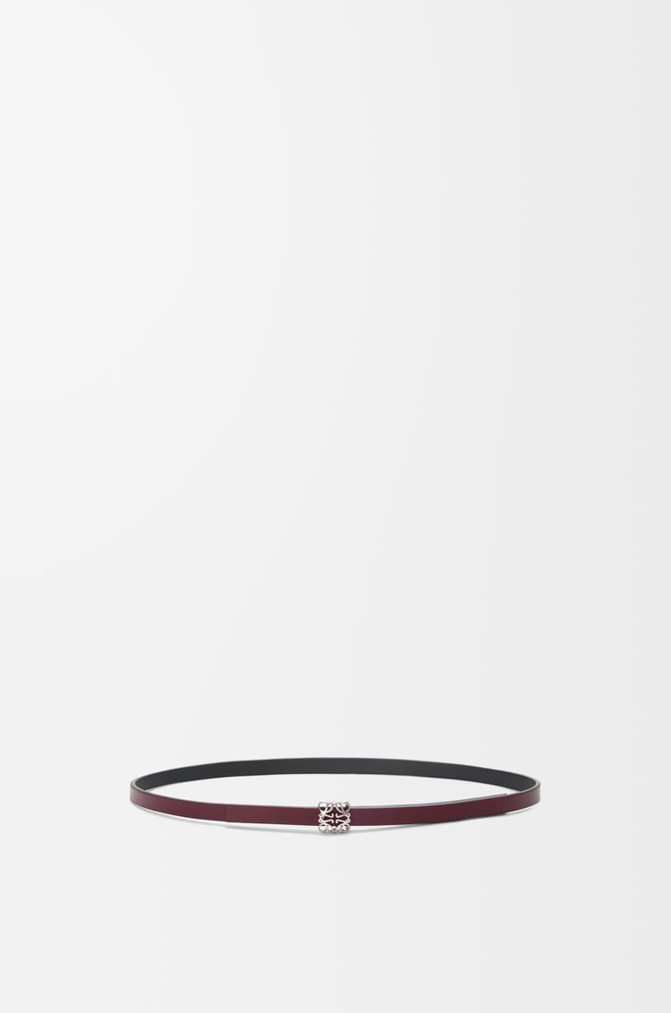 LOEWE Cinturón reversible Anagram Bombé en piel de ternera Negro/Burdeos