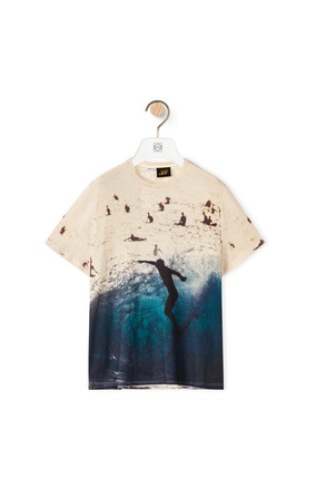 LOEWE All-over surf print T-shirt in cotton Ecru/Navy Blue