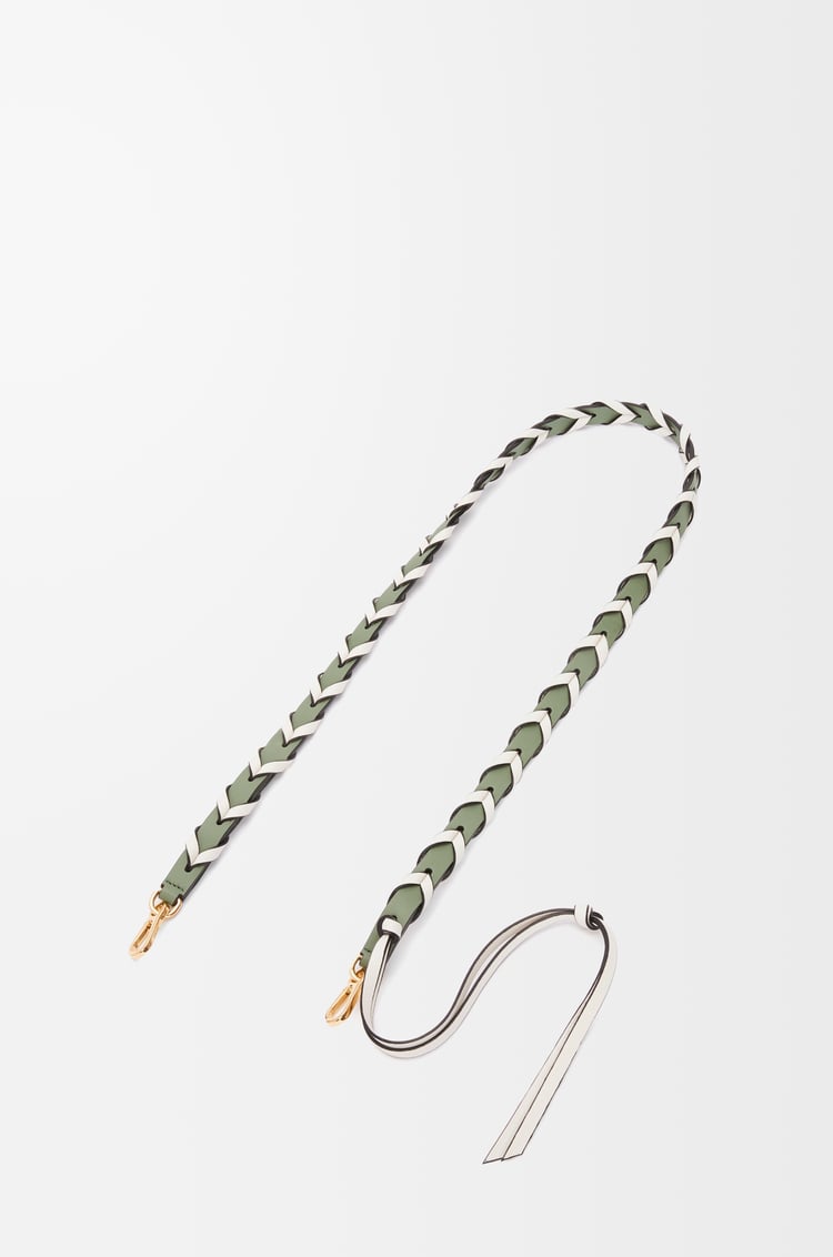 LOEWE Thin braided strap in classic calfskin Light Avocado/Soft White
