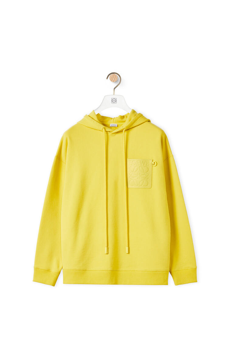 LOEWE Anagram leather patch hoodie in cotton Yellow Corn pdp_rd