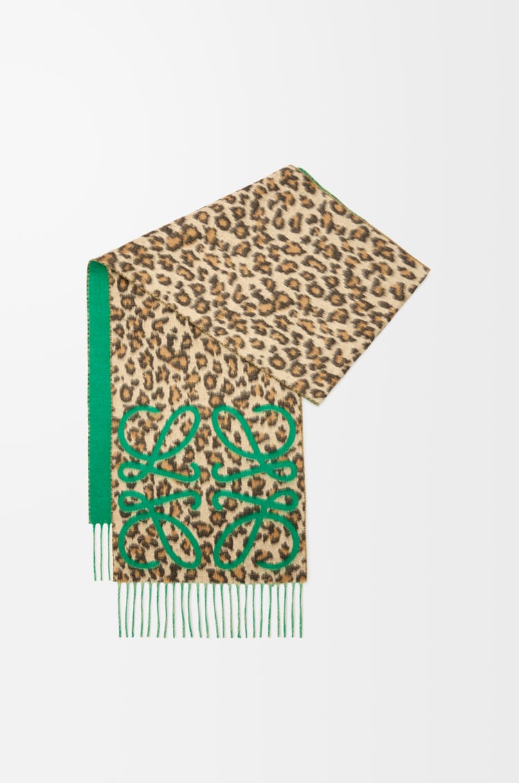 LOEWE Anagram scarf in silk and cashmere Green/Multicolor