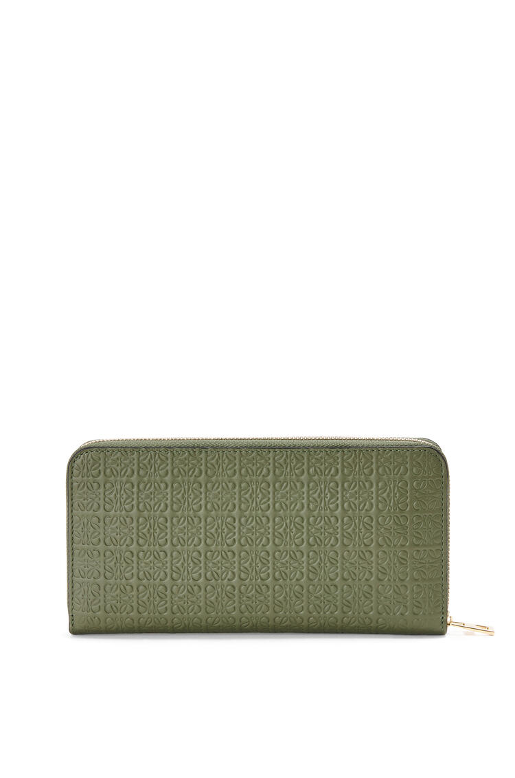 LOEWE Repeat zip around wallet in embossed silk calfskin Avocado Green