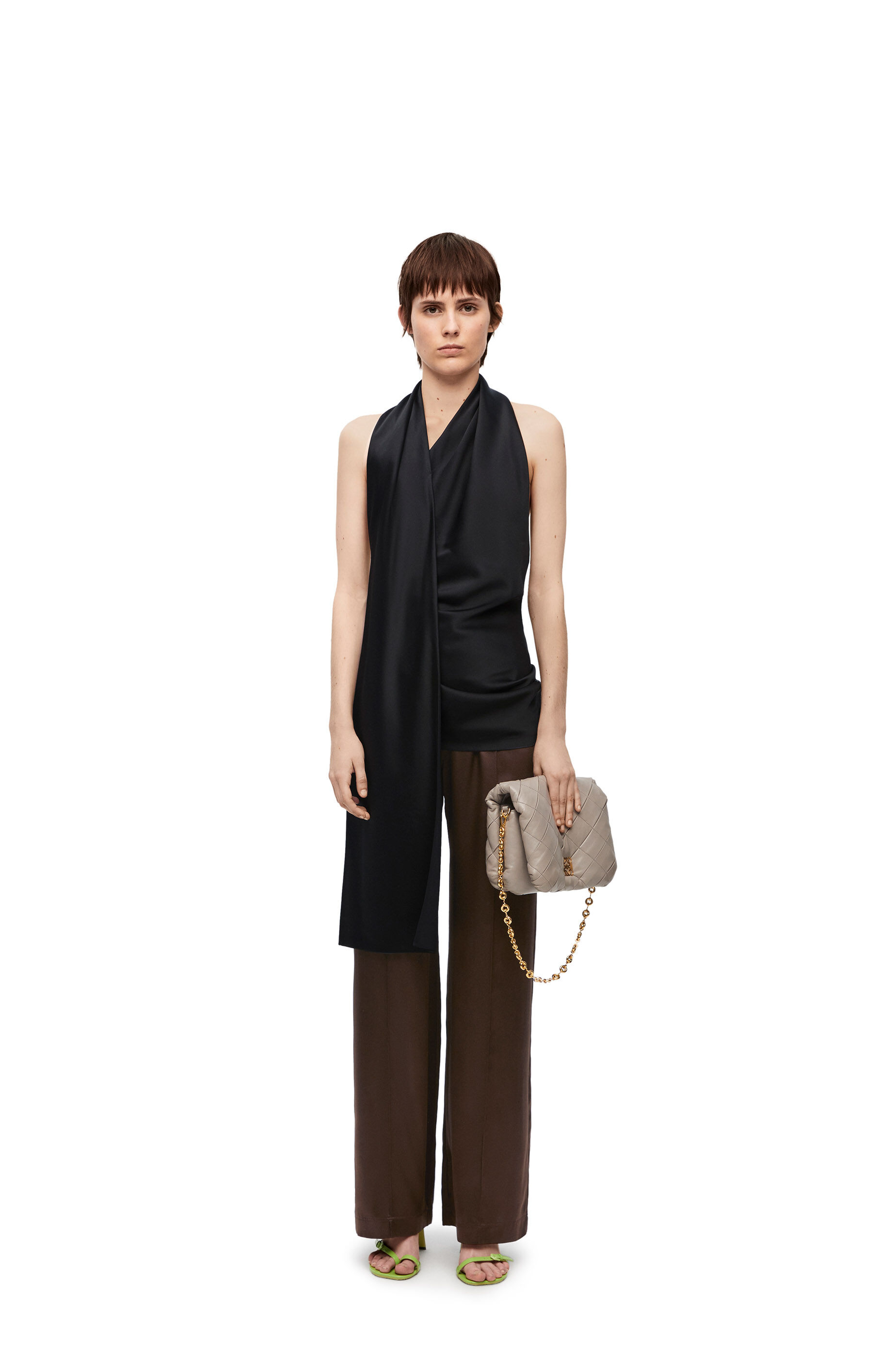 Scarf top in technical satin Black LOEWE