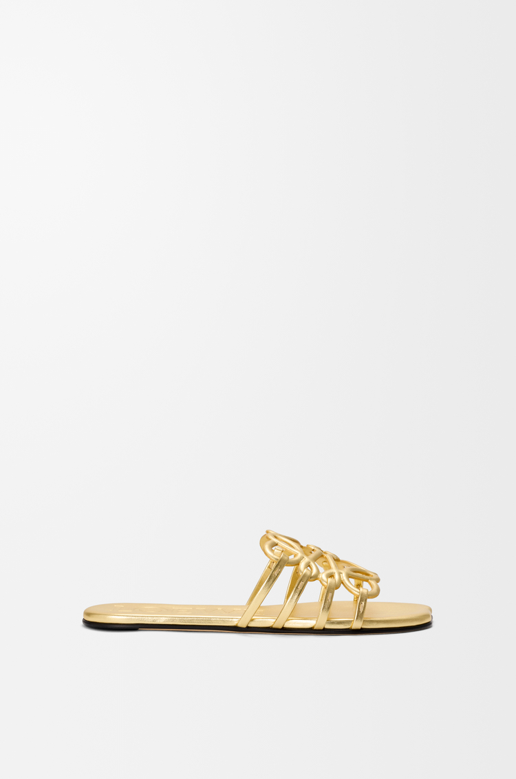 LOEWE 层压羊皮革 Petal Anagram 凉鞋 金色
