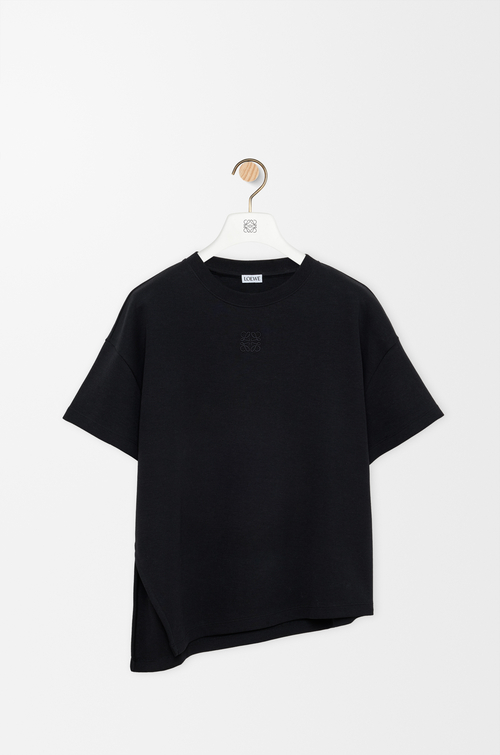 LOEWE Camiseta asimétrica en mezcla de algodón Negro
