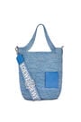 LOEWE Mini Slit bag in raffia and calfskin Denim Blue