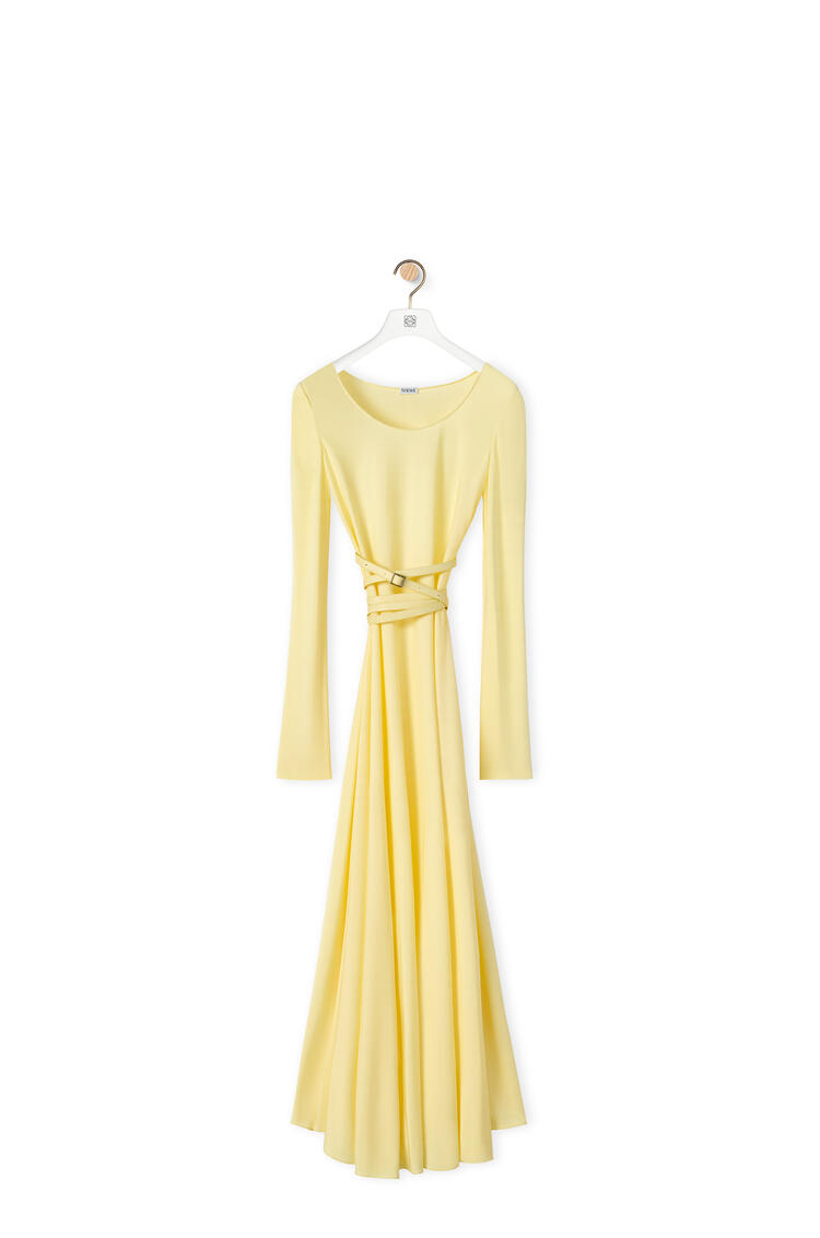 LOEWE Belted midi dress in viscose Light Yellow pdp_rd