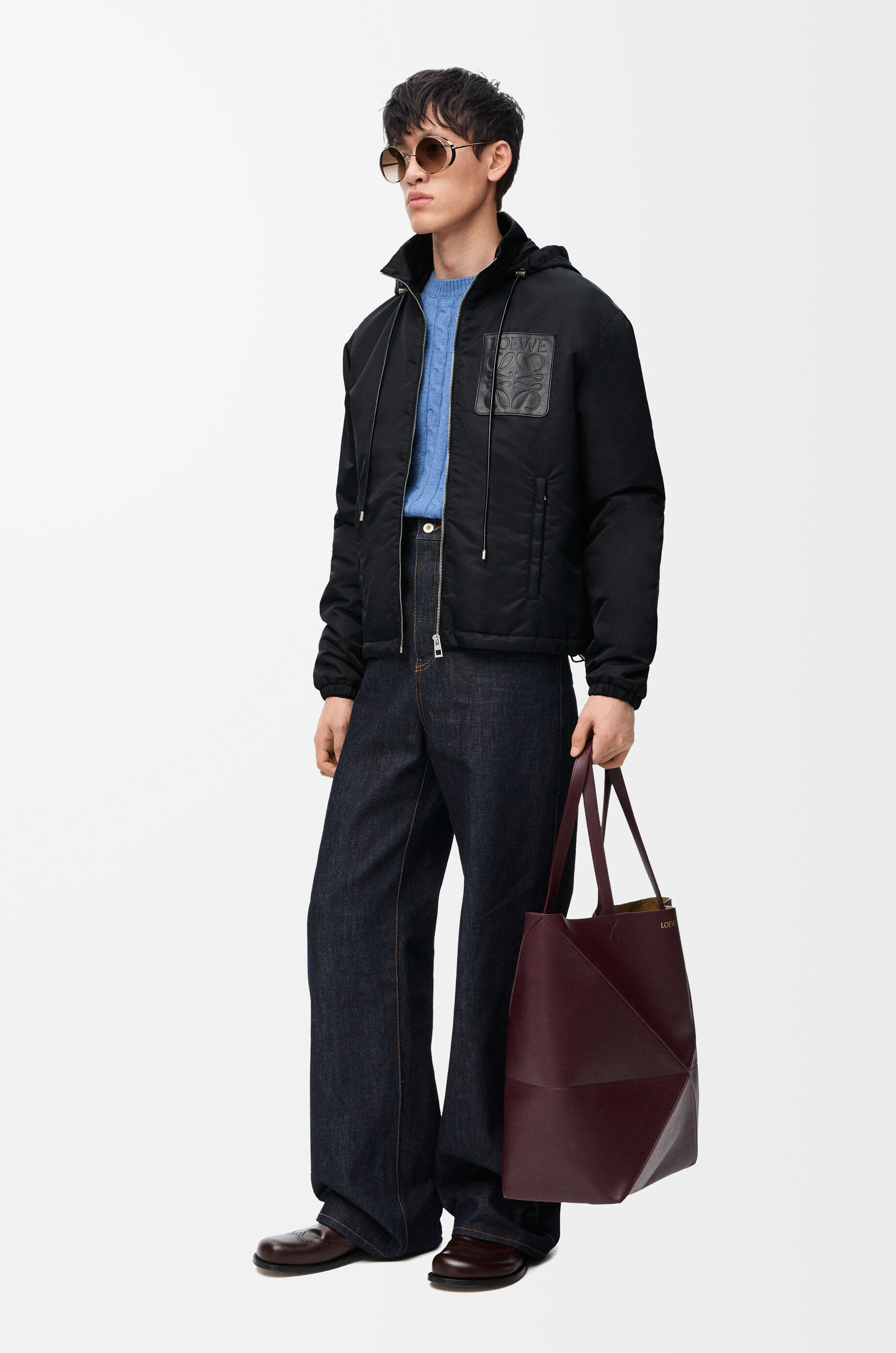 経典 パデッド フーデッド ジャケット（ナイロン） LOEWE - ブラック ジャケット・アウター