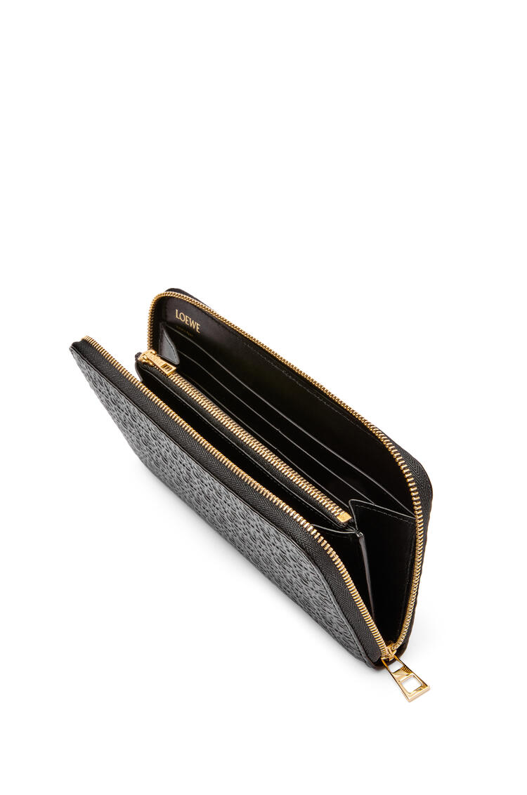 LOEWE Repeat zip around wallet in embossed silk calfskin Black