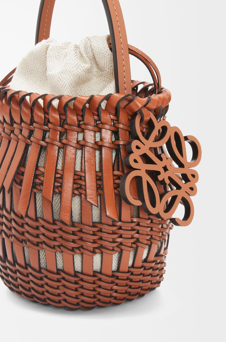 LOEWE Small Fringe Bucket bag in calfskin Tan