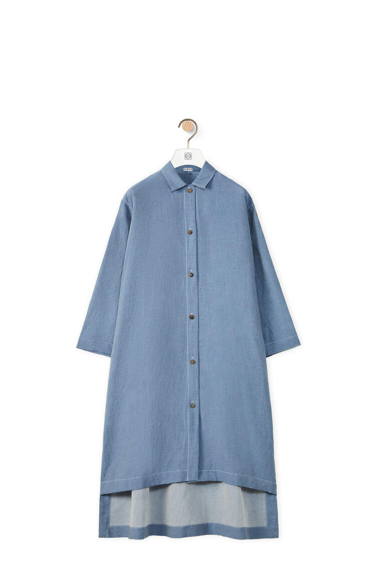 LOEWE Tunic shirt dress in linen and cotton Blue Denim pdp_rd