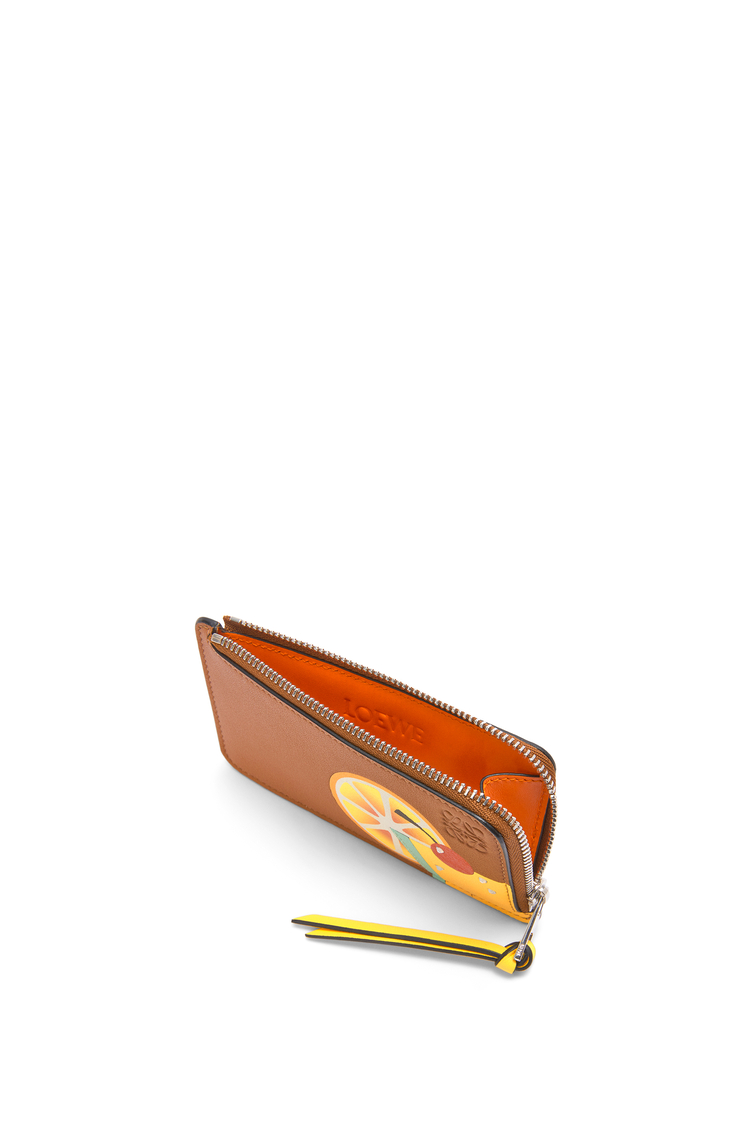 LOEWE 雞尾酒經典小牛皮零錢包卡夾 古銅色/橙色