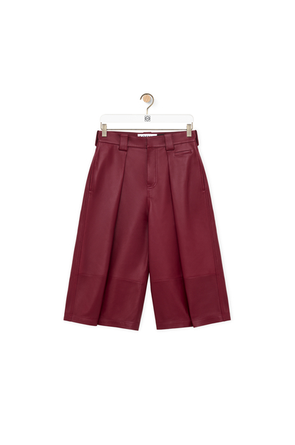 LOEWE Pleated shorts in nappa lambskin Bordeaux