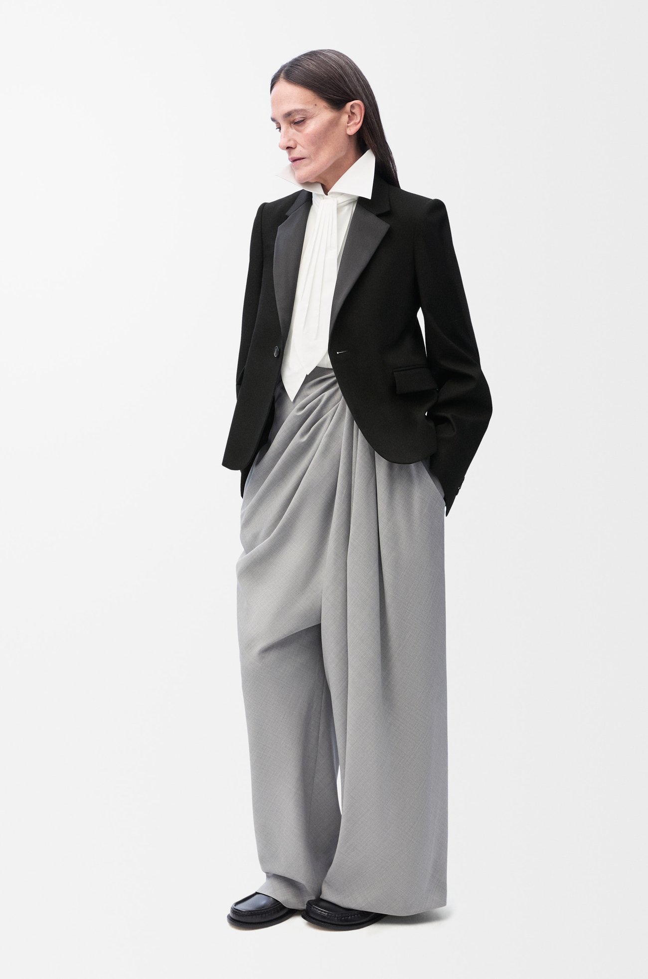 LOEWE Draped trousers in wool Light Grey plp_rd