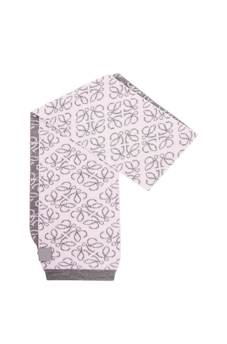 LOEWE All-over Anagram scarf in wool Grey/Pink