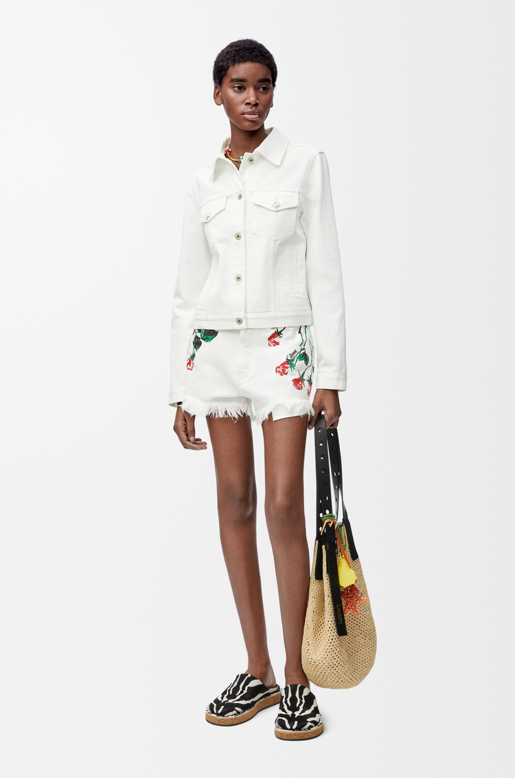 LOEWE Pantalón corto en denim Blanco