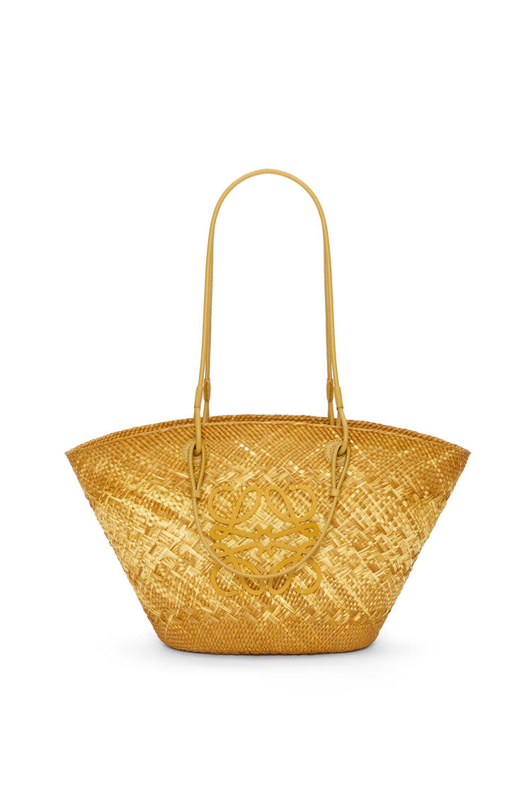 LOEWE Anagram basket bag in iraca palm and calfskin Ochre