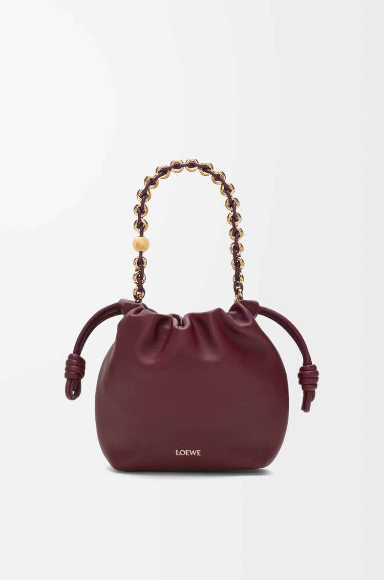 LOEWE Mini Flamenco purse in mellow nappa lambskin Dark Burgundy