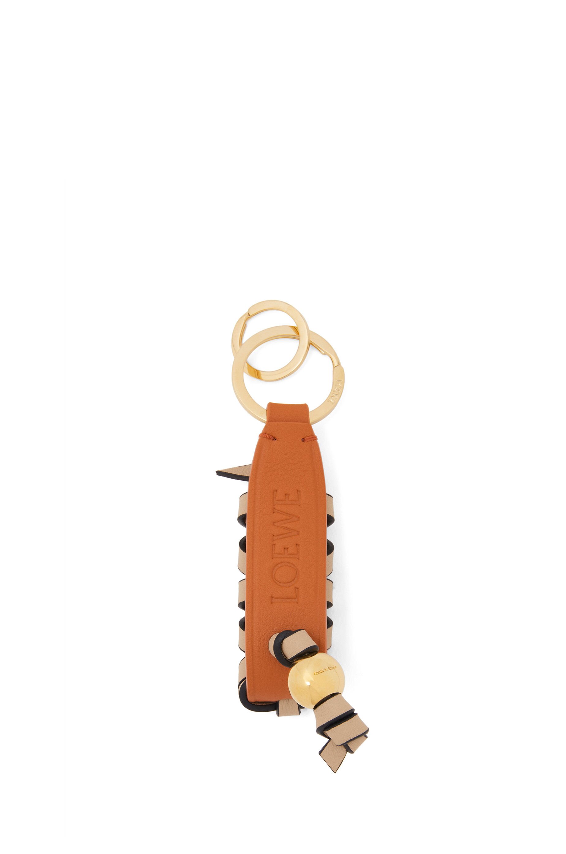 Cross braided keyring in classic calfskin Maple Papercraft LOEWE