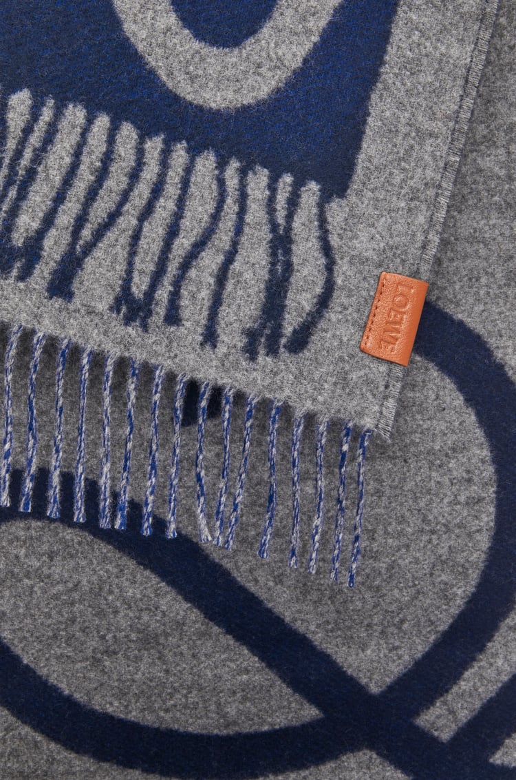 LOEWE Scarf in wool and cashmere Blue/Grey