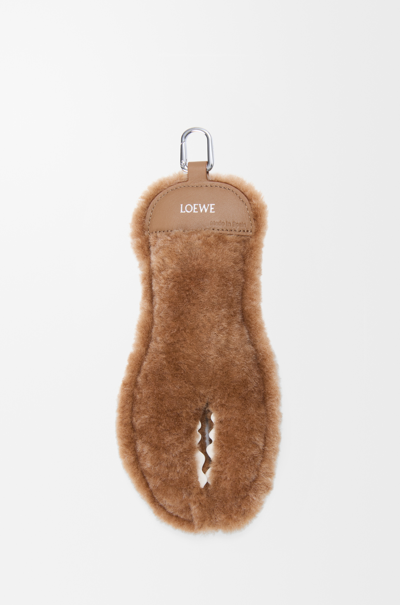 LOEWE Claw charm in shearling and lambskin Beige