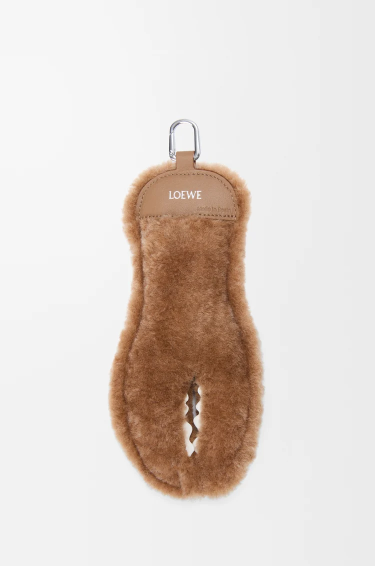 LOEWE Claw charm in shearling and lambskin Beige