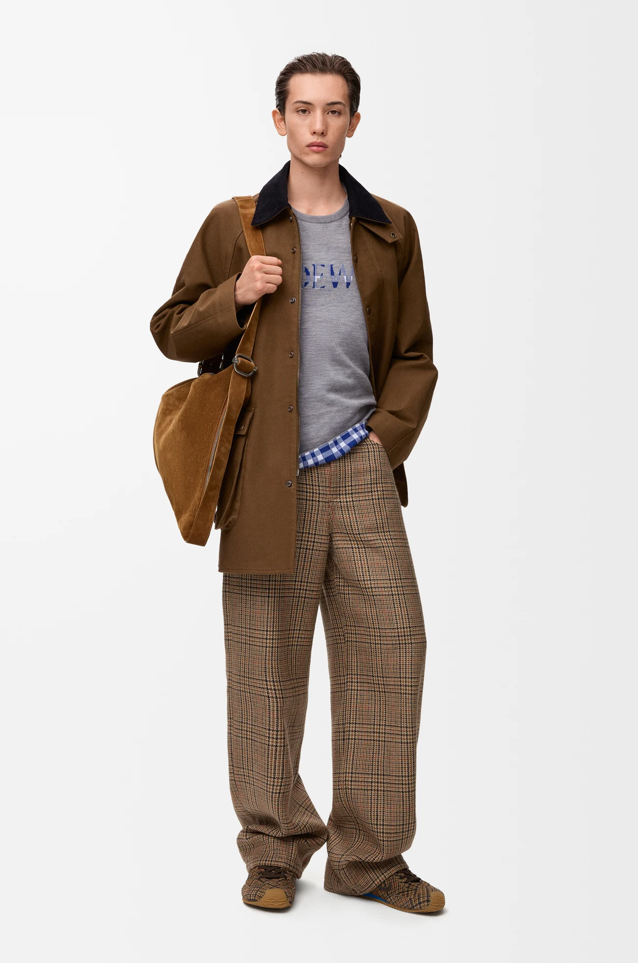 LOEWE Top in wool and cotton Grey/White