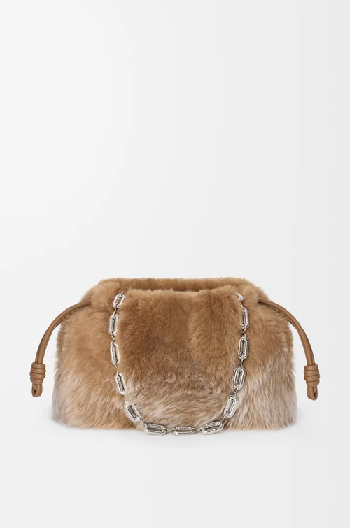 LOEWE Flamenco purse moyen en peau lainée effet dégradé Camel